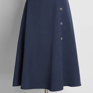 Brand New Never Worn Sweetly Scalloped Swing Skirt By royal monk. Navy. Large.